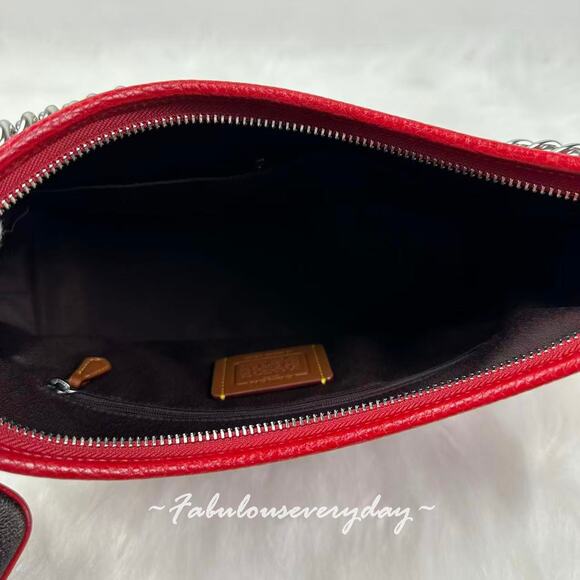 Coach Laurel Shoulder Bag With Mirror Charm And Pouch CBI94 Dark Cardinal/Walnut - Picture 10 of 11